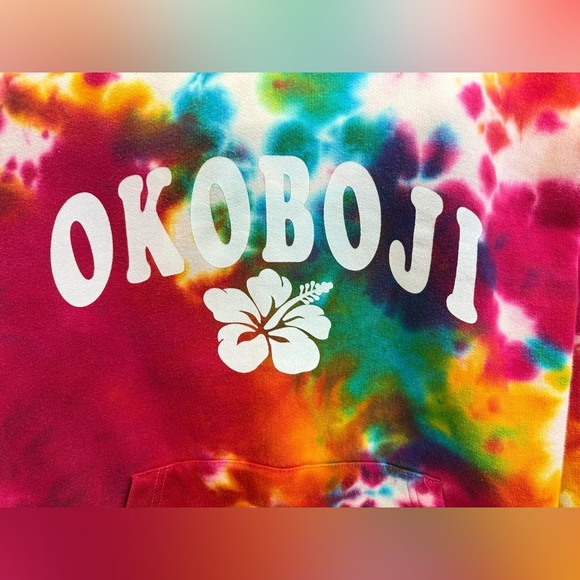 NWT Jon Lauren Womens Tie Dye Drawstring Multicolor Pullover Hoodie Size L - Picture 5 of 12